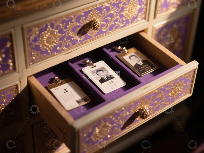 高清大图下载【趣麦麦图】紫色抽屉中的身份牌展示