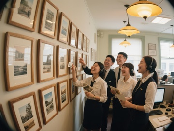 团队协作，共赏墙上的历史照片