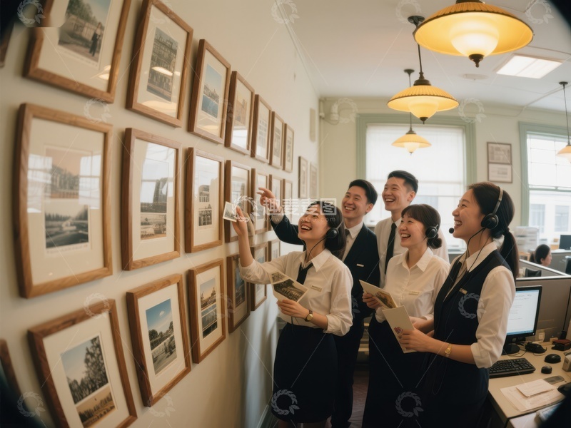 团队协作，共赏墙上的历史照片