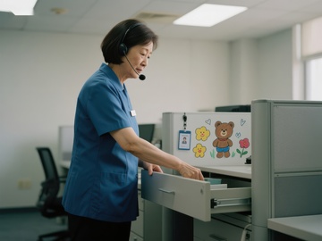 办公室内工作人员操作文件柜