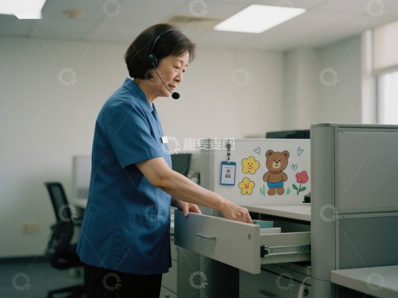 高清大图下载【趣麦麦图】办公室内工作人员操作文件柜