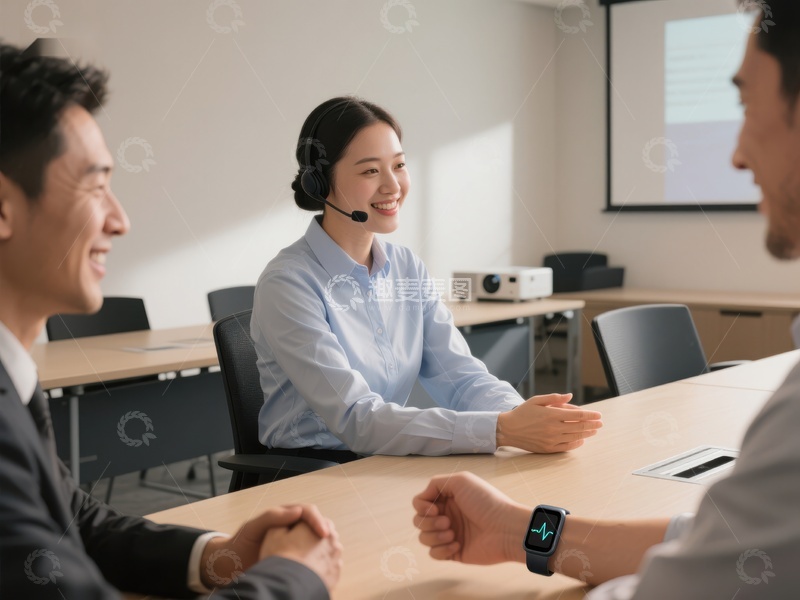 高清大图下载【趣麦麦图】会议室中进行的友好商务对话