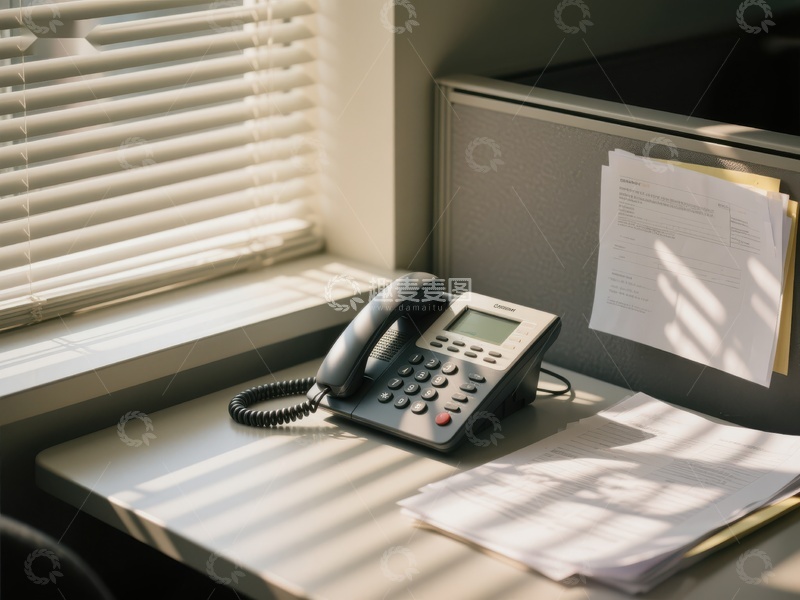 高清大图下载【趣麦麦图】-办公桌上的电话与文件