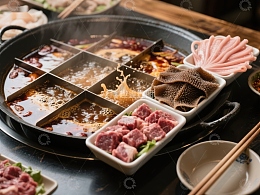 九宫格火锅宴，食材丰富诱人