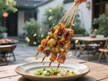 美味串烧，户外庭院美食享受