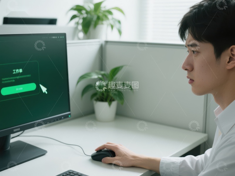 高清大图下载【趣麦麦图】男子专注操作电脑屏幕