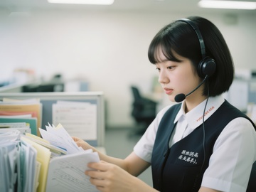 办公室工作人员专注阅读文件