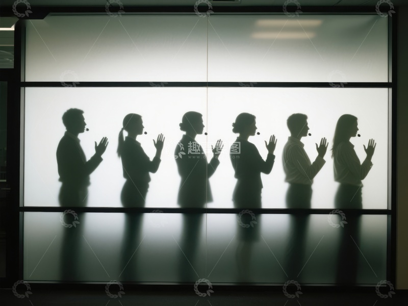 高清大图下载【趣麦麦图】会议室中剪影人物的对话场景