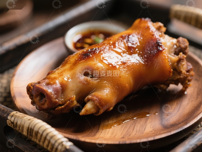 高清大图下载【趣麦麦图】烤制猪蹄，色泽金黄诱人