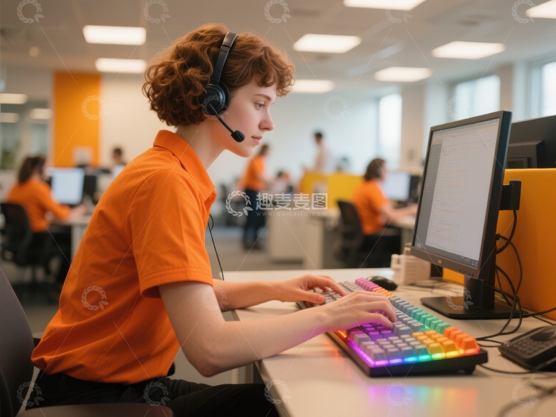 高清大图下载【趣麦麦图】客服人员在办公室使用电脑工作