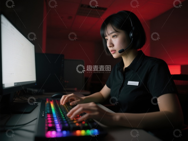 高清大图下载【趣麦麦图】专注工作的女性在电脑前操作