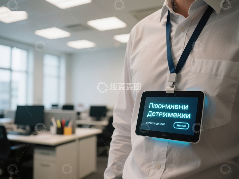 高清大图下载【趣麦麦图】办公室内佩戴显示屏胸牌的工作人员