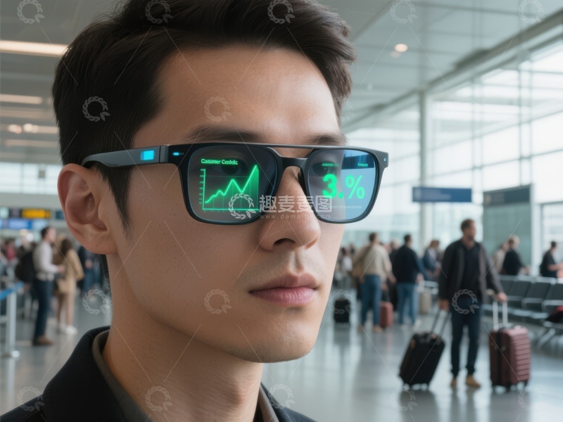 高清大图下载【趣麦麦图】智能眼镜显示数据的男子