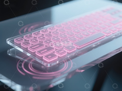 透明键盘上的粉色背光设计