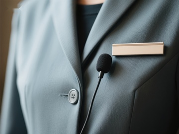 西装佩戴麦克风的细节特写