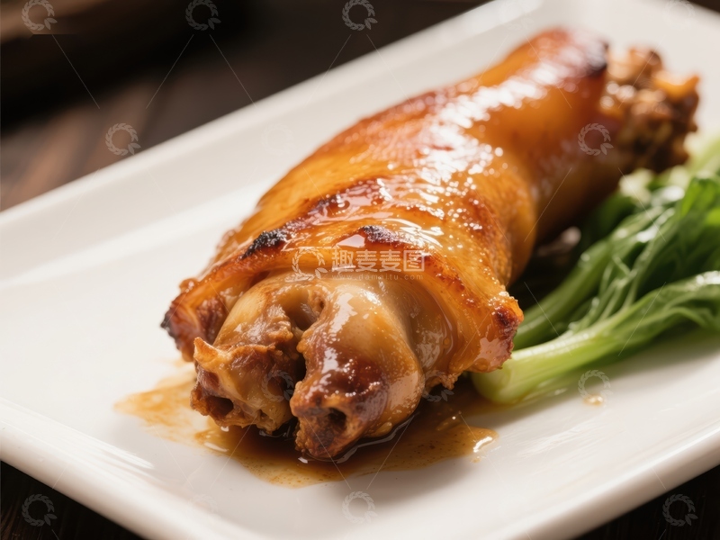 高清大图下载【趣麦麦图】烤制猪蹄配青菜
