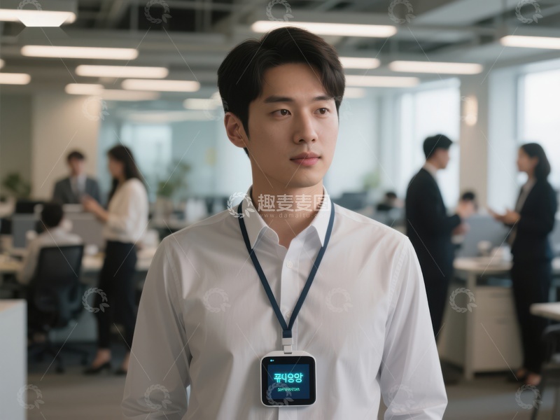 高清大图下载【趣麦麦图】办公室中的年轻男子佩戴电子设备