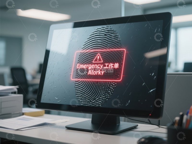 高清大图下载【趣麦麦图】显示屏上的紧急工作单警告