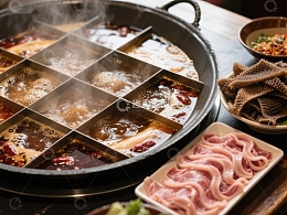 九宫格火锅与新鲜食材