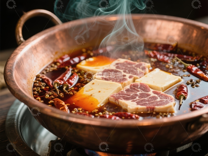 高清大图下载【趣麦麦图】热气腾腾的火锅美食