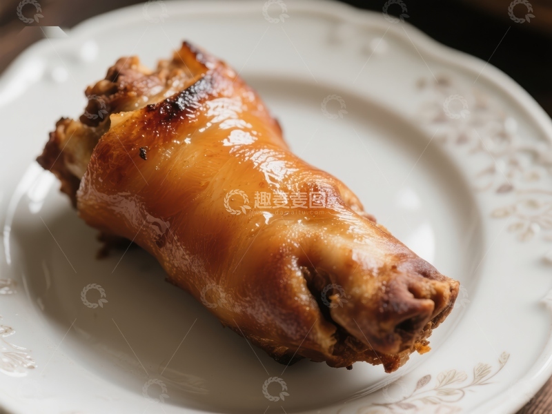 高清大图下载【趣麦麦图】烤制猪蹄，色泽金黄诱人