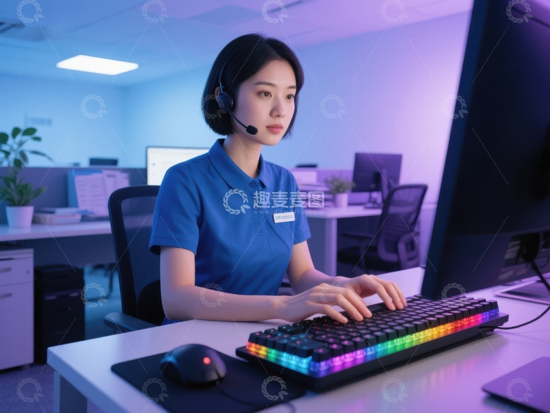 高清大图下载【趣麦麦图】客服人员专注工作