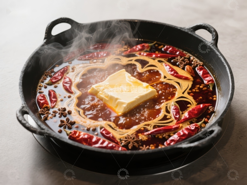 高清大图下载【趣麦麦图】麻辣火锅中的嫩滑豆腐