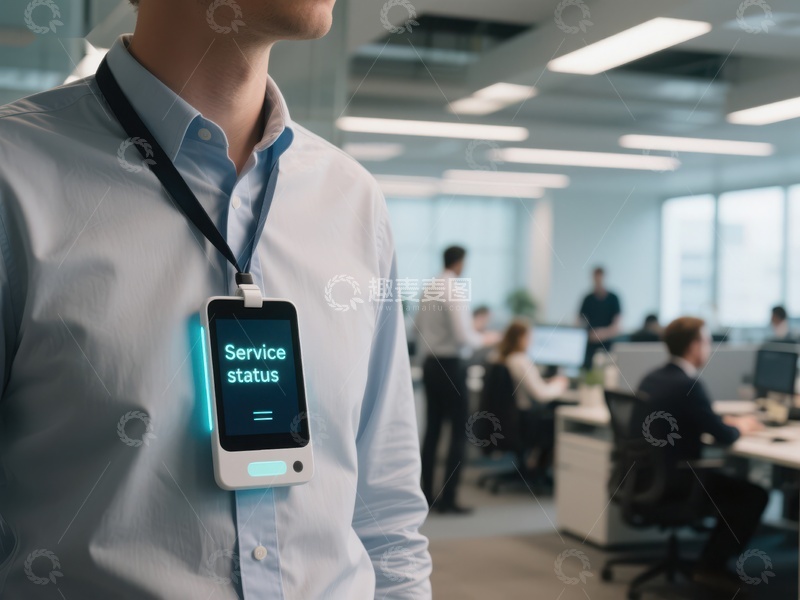 高清大图下载【趣麦麦图】办公室员工佩戴服务状态显示设备