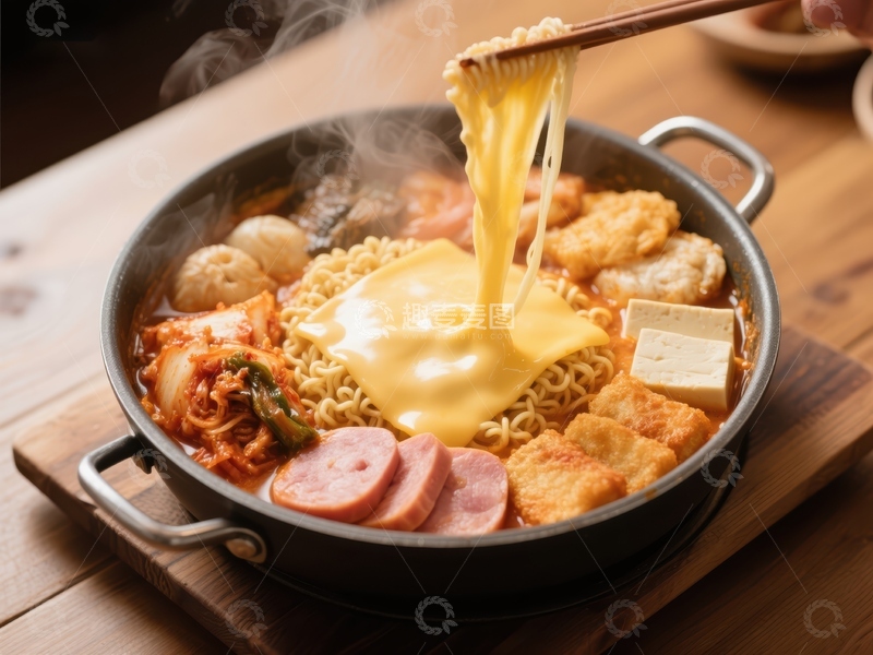 高清大图下载【趣麦麦图】芝士火锅：热气腾腾的美味盛宴