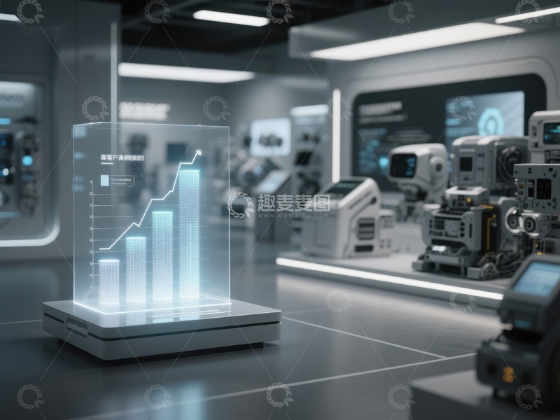 高清大图下载【趣麦麦图】科技展厅中的增长图表与机器人