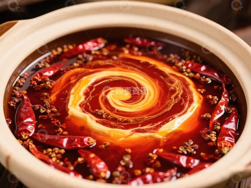 高清大图下载【趣麦麦图】麻辣火锅，红油辣椒与食材的完美融合