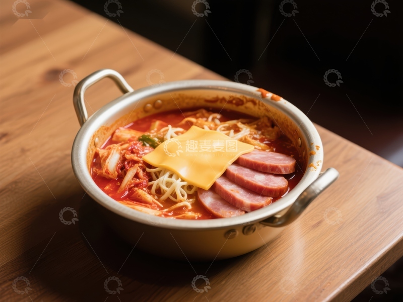 高清大图下载【趣麦麦图】辣味泡面配火腿与奶酪