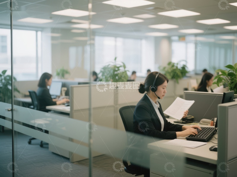 办公室内员工专注工作