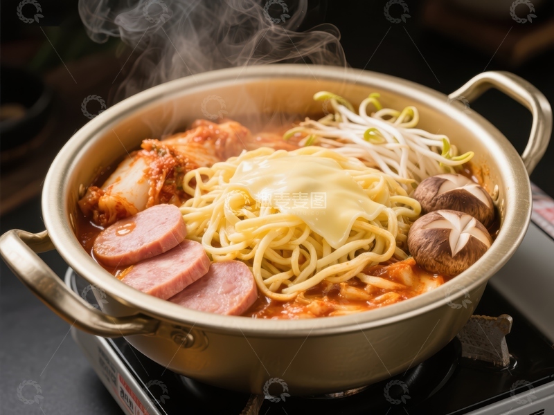 高清大图下载【趣麦麦图】热气腾腾的韩式火锅料理