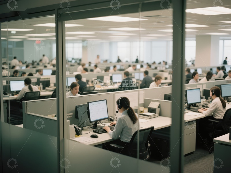 高清大图下载【趣麦麦图】繁忙的办公室内员工专注工作