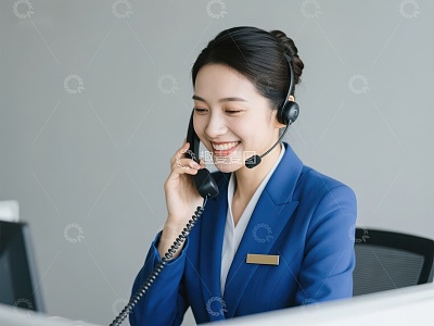 客服人员正在接听电话