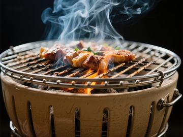 烧烤架上的美味烤肉