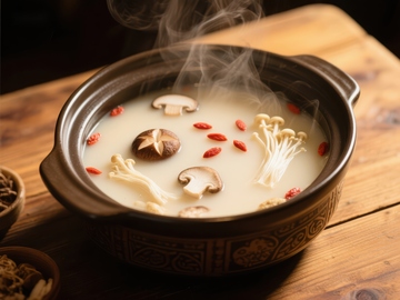 热气腾腾的菌菇汤