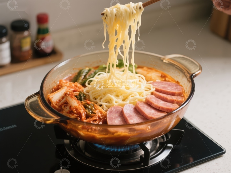 高清大图下载【趣麦麦图】热气腾腾的泡面锅料理