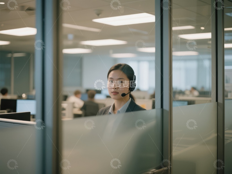 高清大图下载【趣麦麦图】办公室内专注工作的客服人员