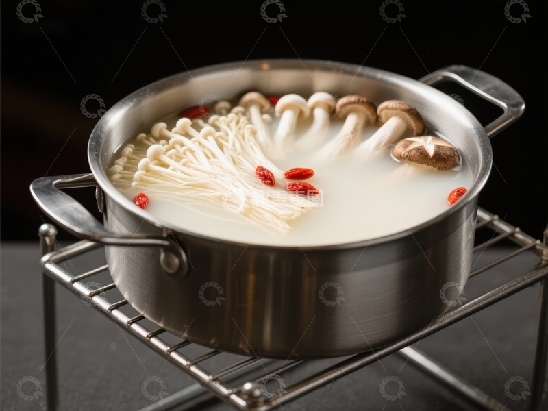 高清大图下载【趣麦麦图】-热气腾腾的菌菇汤锅