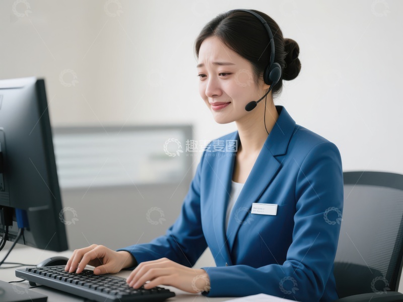 高清大图下载【趣麦麦图】客服人员专注工作