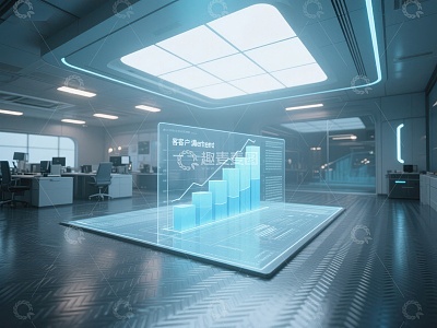 未来科技办公室中的数据可视化展示