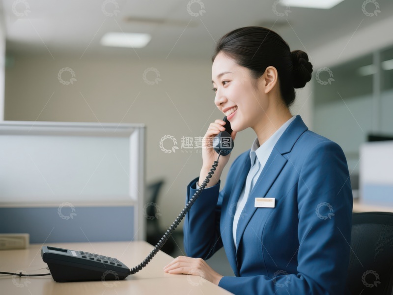 高清大图下载【趣麦麦图】办公室女性接听电话