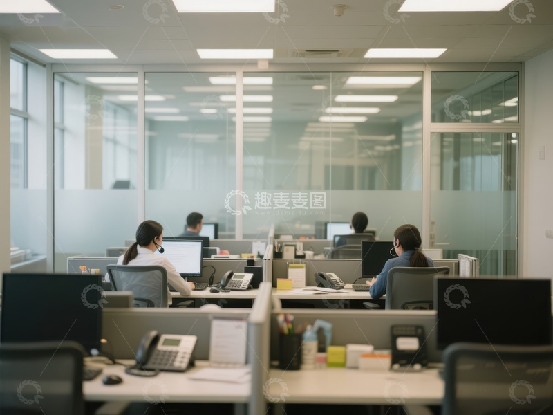 高清大图下载【趣麦麦图】-办公室内员工忙碌工作场景