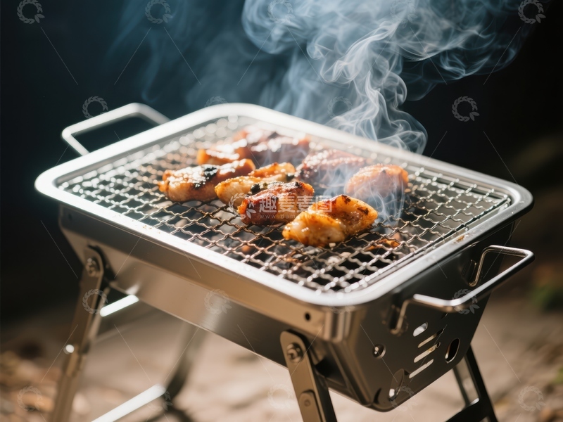 高清大图下载【趣麦麦图】户外烧烤架上的美味烤肉