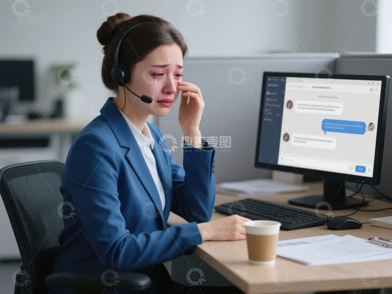 高清大图下载【趣麦麦图】客服人员工作时情绪失控