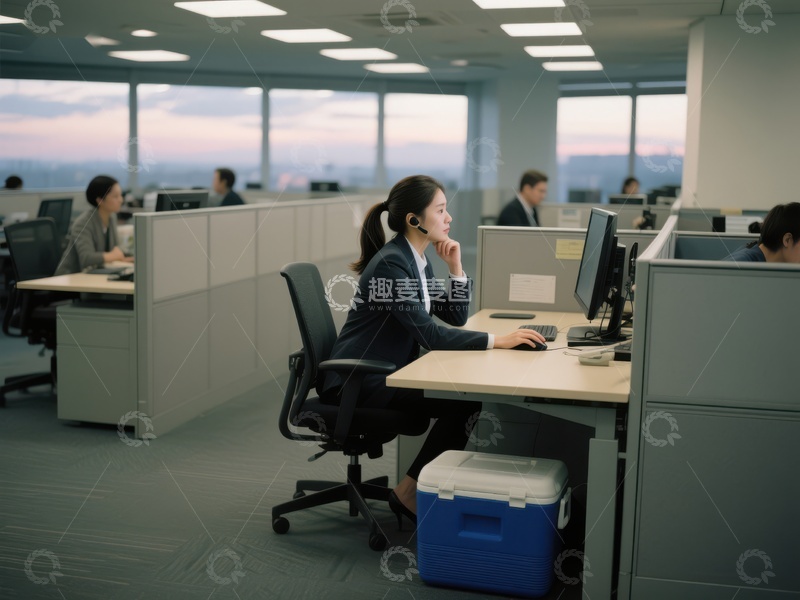 高清大图下载【趣麦麦图】办公室内员工使用电脑工作