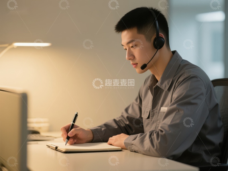 高清大图下载【趣麦麦图】客服人员正在记录客户信息