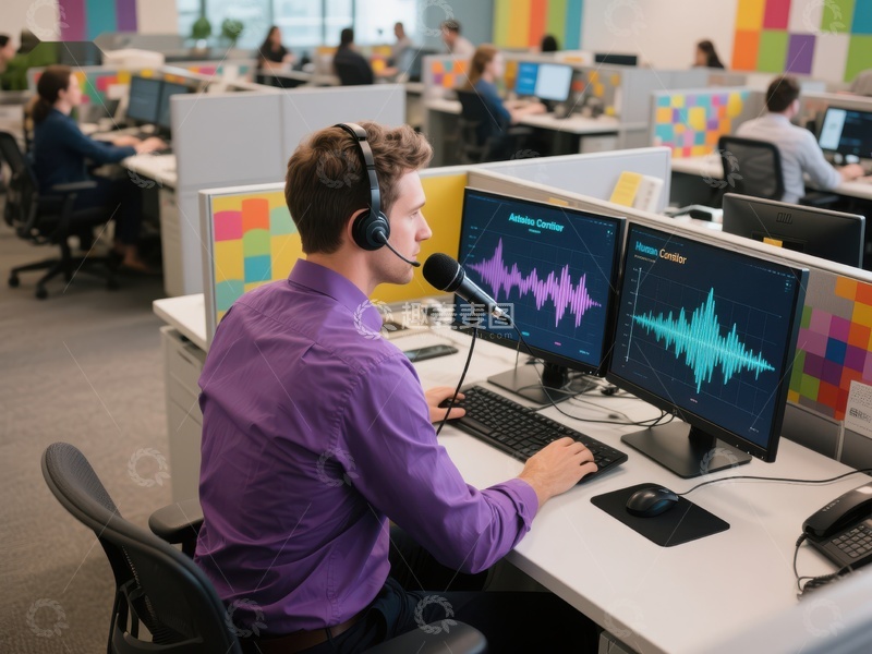 高清大图下载【趣麦麦图】办公室内音频编辑人员工作场景